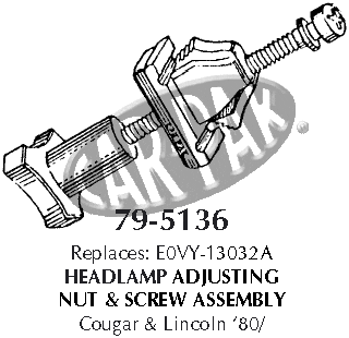 Headlamp adjusting nut & screw assembly