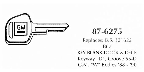 Key blanks - door & deck