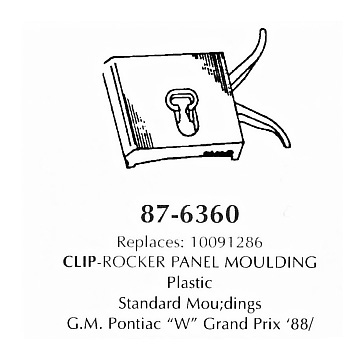 Clip -rocker panel Moulding, plastic, standard