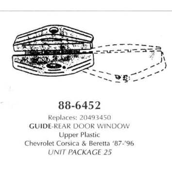 Guide-Rear Door Window Upper Plastic