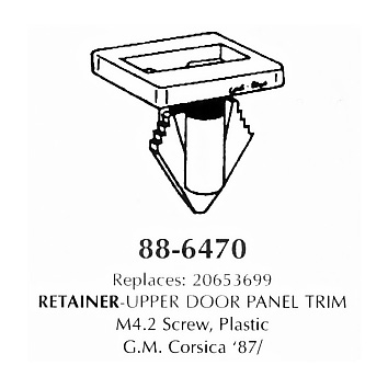 Retainer-upper door panel trim, plastic