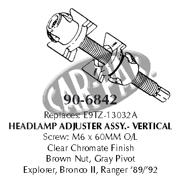 Headlamp adjuster screw & nut assembly M6 x 60 mm