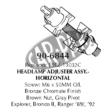 Headlamp adjuster screw & nut assembly M6x50mm