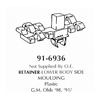 Retainer- lower Body Side Moulding, plastic