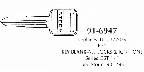 Key blank all locks & ignitions