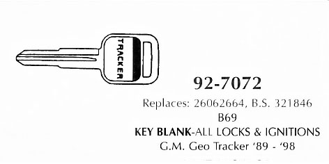 Key blank all locks & ignitions