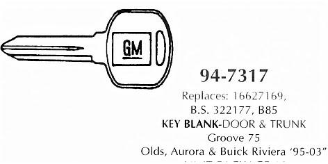 Key blank door & trunk