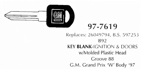 Key blank door & ignition