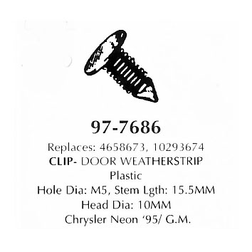 Clip-Door Weatherstrip Plastic