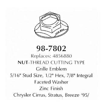 5/16" Nut grille emblem