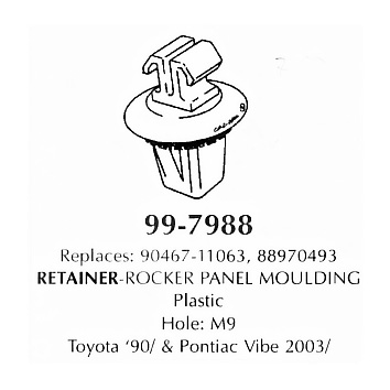 Retainer- Rocker Panel Moulding, plastic