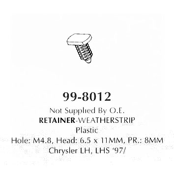 Retainer-Weatherstrip Plastic