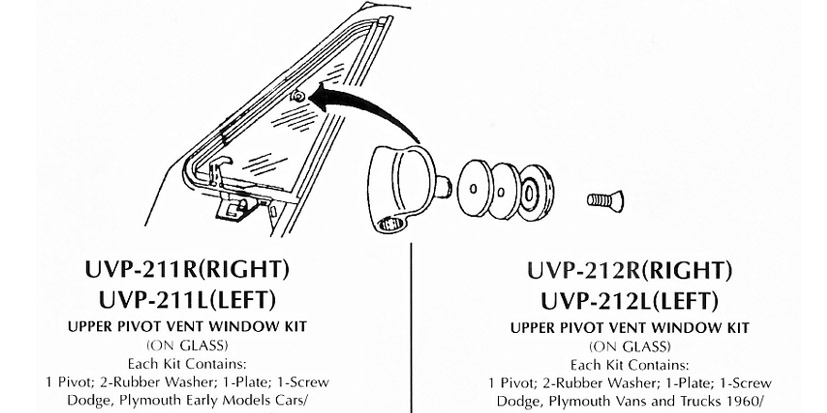 Upper pivot vent window kit